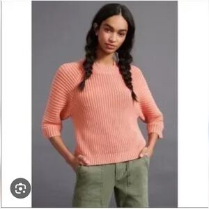 Anthropologie Maeve Mackenzie Chunky Knit In Coral/peach